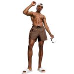 Short Tactel Liso Elastano Masculino Marrom