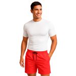Short Moda Praia Tactel Leve Vermelho Liso