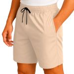 Short Moda Praia Tactel Leve Bege Liso