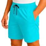 Short Moda Praia Tactel Leve Azul Bebe Liso