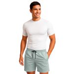 Short Moda Praia Tactel Leve Cinza Liso