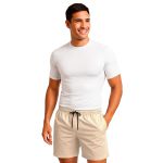 Short Moda Praia Tactel Leve Bege Liso