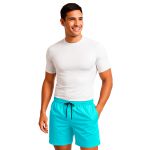 Short Moda Praia Tactel Leve Azul Bebe Liso