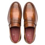 Sapato Masculino Loafer Sola De Couro com Borracha Look Caramelo