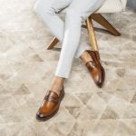 Sapato Masculino Loafer Sola De Couro com Borracha Look Caramelo