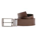 Cinto Masculino em Couro Dupla Face 4 Cm Largura - Preto / Pinhão