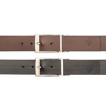 Cinto Masculino em Couro Dupla Face 4 Cm Largura - Preto / Pinhão