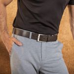 Cinto Masculino em Couro Dupla Face 4 Cm Largura - Preto / Castanho