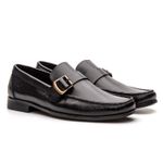 Mocassim Em Couro Absolut Preto Sola de Borracha