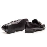 Mocassim Em Couro Absolut Preto Sola de Borracha