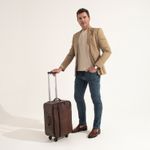 Mala de Bordo Em Couro Conhaque