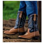 Bota Texana Masculina Tribal Azul