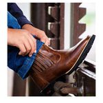 Botina Texana Masculina Vermelha Bico Quadrado