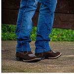 Botina Texana Masculina Café Prata 