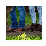 Botina Texana Feminina Marron com Rosa