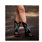 Bota Texana Feminina Preta com Bordados