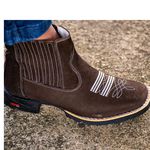 Botina Texana Masculina Café Prata 
