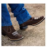 Botina Texana Masculina Café Prata 