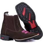 Botina Texana Feminina Marron com Rosa