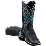 Bota Texana Masculina Preta com Verde