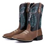 Bota Texana Masculina Bico Quadrado Couro