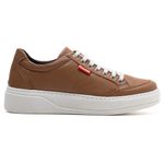 Tênis Couro Masculino Comfort Caramelo 3026