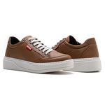 Tênis Couro Masculino Comfort Caramelo 3026