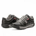 Sapatênis Masculino Couro Preto Comfort 3031