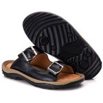 Chinelo Comfort Comfort Masculino em Couro Preto 805