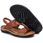 Chinelo Comfort Comfort Masculino em Couro Caramelo 806