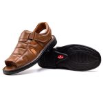 Sandália Comfort Masculino em Couro Caramelo 3600