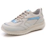 Tênis Feminino Couro Branco/Azul Claro TF210