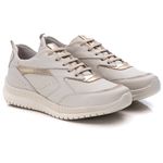 Tênis Feminino Couro Branco/Dourado TF210