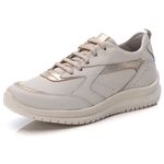 Tênis Feminino Couro Branco/Dourado TF210