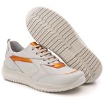 Tênis Feminino Couro Branco/Azul Laranja TF210