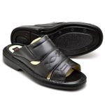 Chinelo Comfort Comfort Masculino em Couro Preto 2600