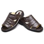 Chinelo Comfort Comfort Masculino em Couro Café 2600