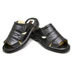 Chinelo Comfort Comfort Masculino em Couro Preto 2600