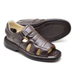 Sandália Comfort Masculino em Couro Café 3600 