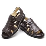 Sandália Comfort Masculino em Couro Café 3600 