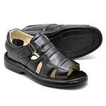 Sandália Comfort Masculino em Couro Preto 3600