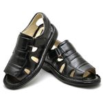 Sandália Comfort Masculino em Couro Preto 3600