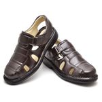 Sandália Comfort Masculino em Couro Café 3601