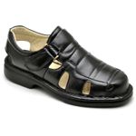 Sandália Comfort Masculino em Couro Preto 3601
