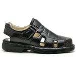 Sandália Comfort Masculino em Couro Preto 3601