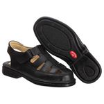 Sandália Comfort Comfort Masculino em Couro Preto 3602