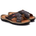 Chinelo Comfort Comfort Masculino em Couro Café 804