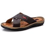 Chinelo Comfort Comfort Masculino em Couro Café 804
