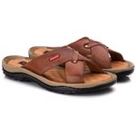 Chinelo Comfort Comfort Masculino em Couro Caramelo 804