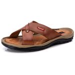 Chinelo Comfort Comfort Masculino em Couro Caramelo 804